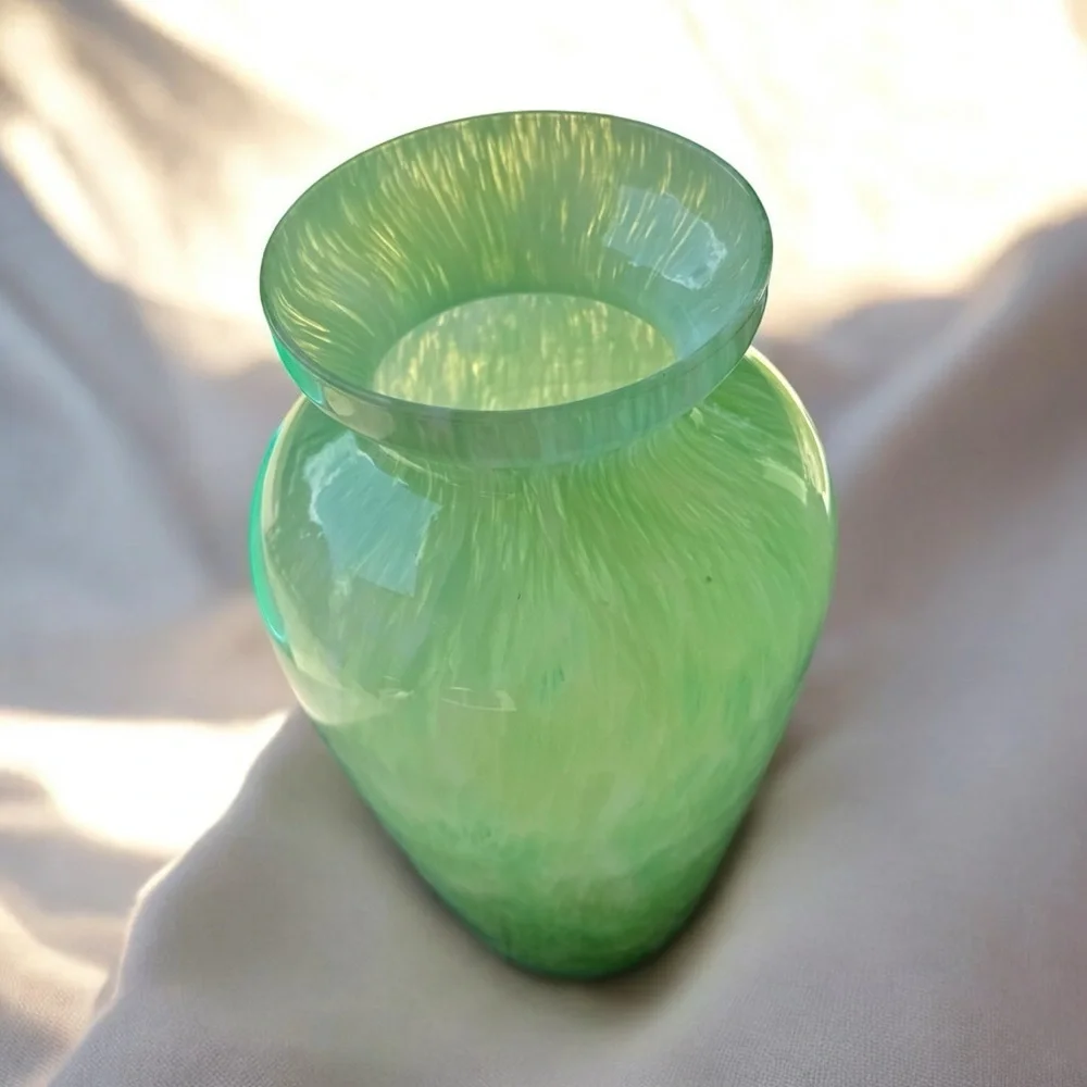 Murano Style Swirled Blown Glass Vase MCM Art Glass Handblown MidCentury Decor